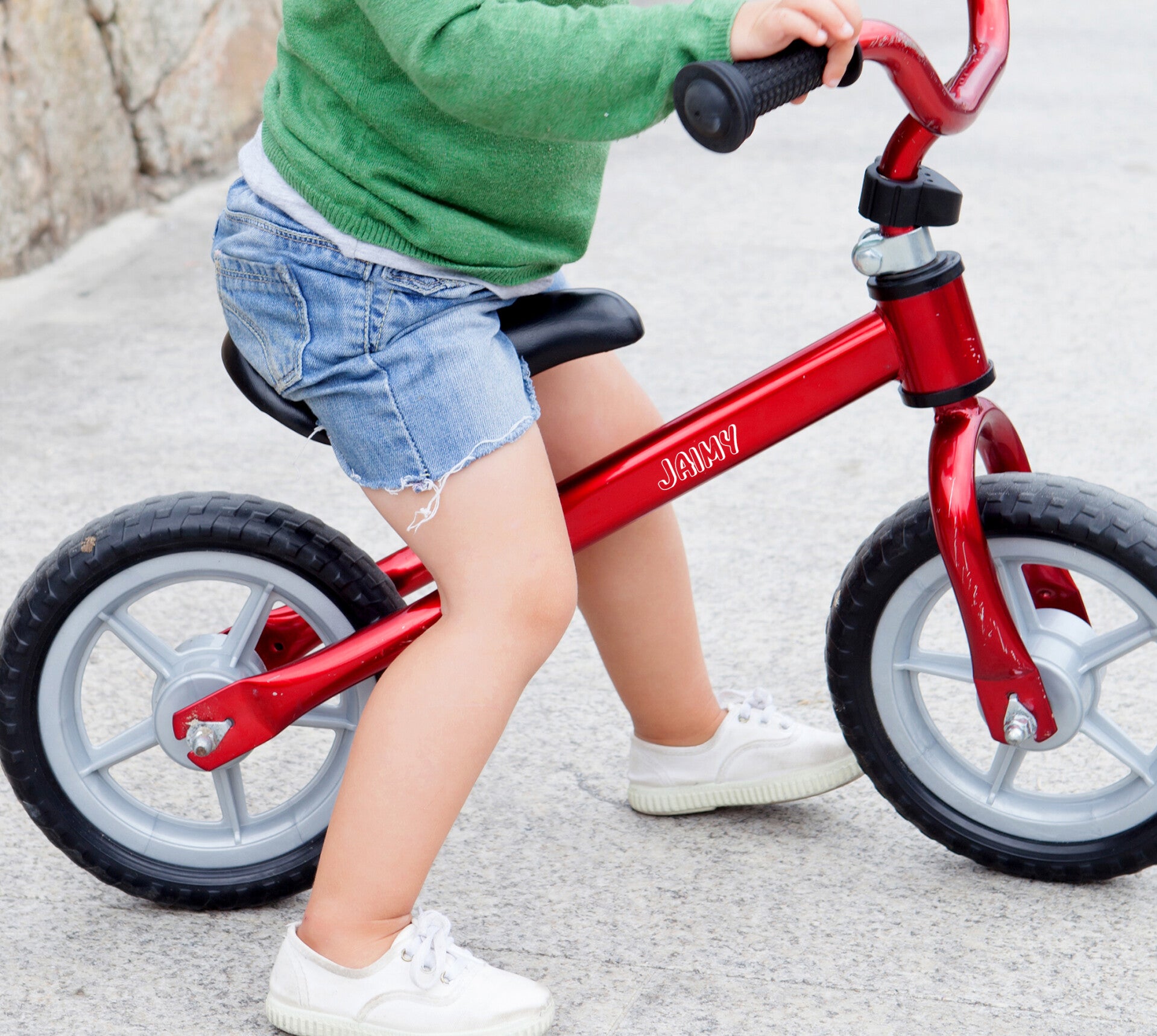Gepersonaliseerde Kinderfiets Sticker met open letters