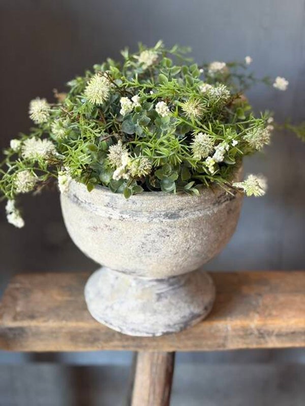 Halve kunst bol tafelstuk wit bloem L