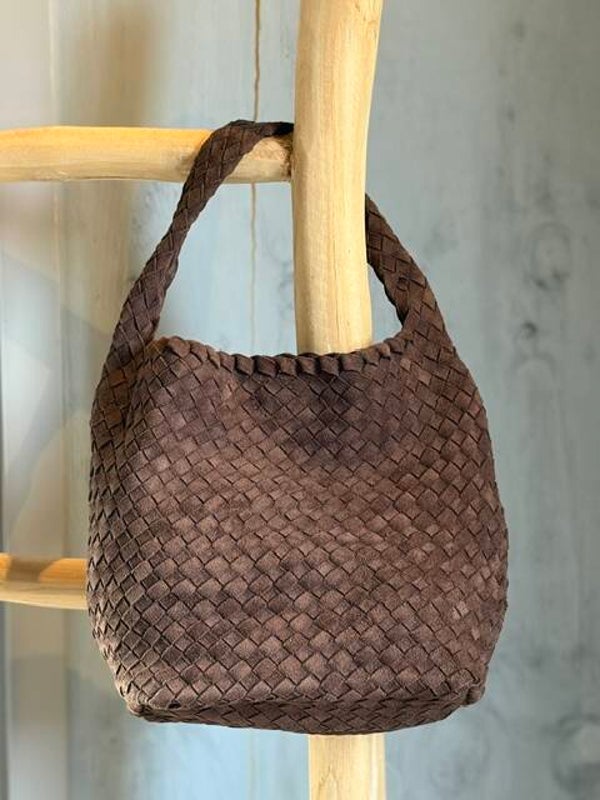 Tas suedine donkerbuin