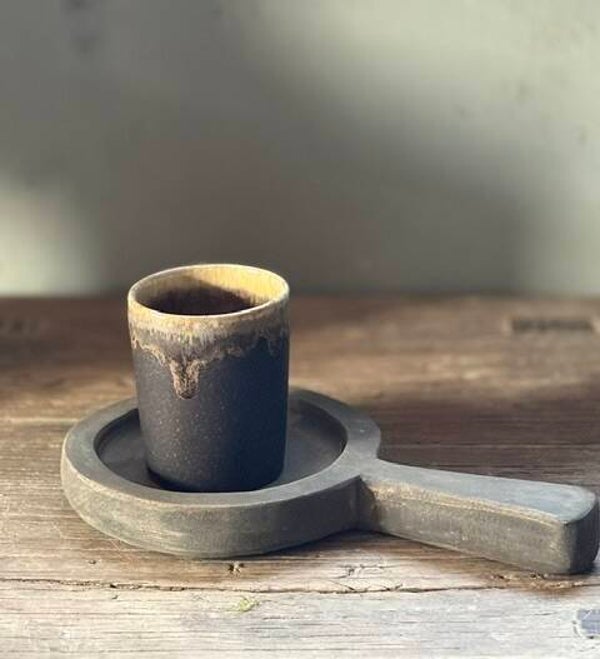 Chopping board, amuse plank met handvat doorsnede 15 cm.