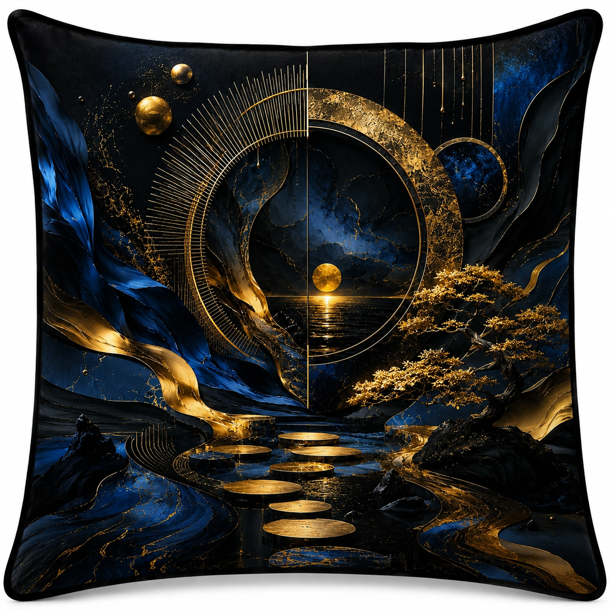🌌 Golden Moonlight – Luxe Sierkussen
