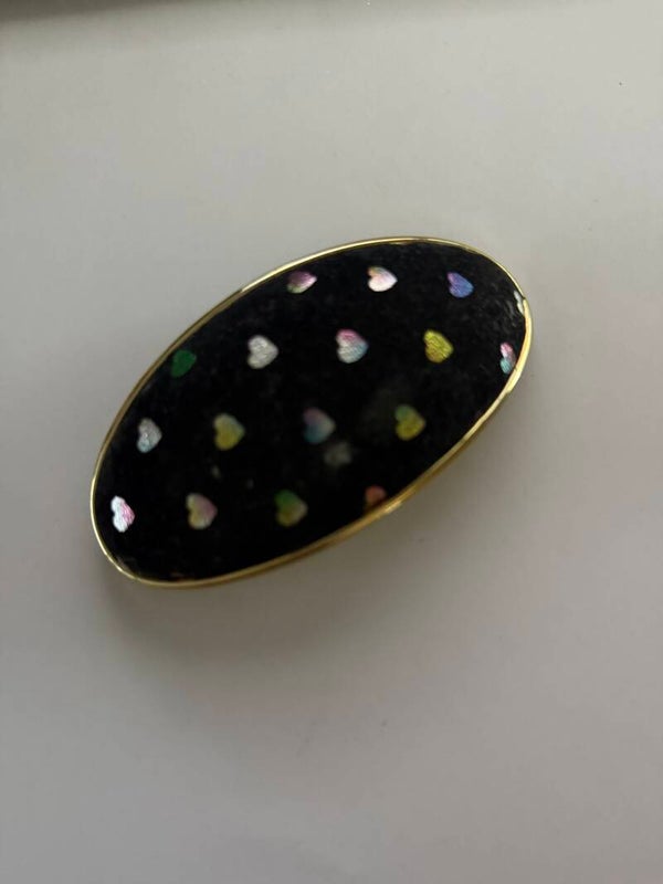 Haarclip zwart goud hartjes