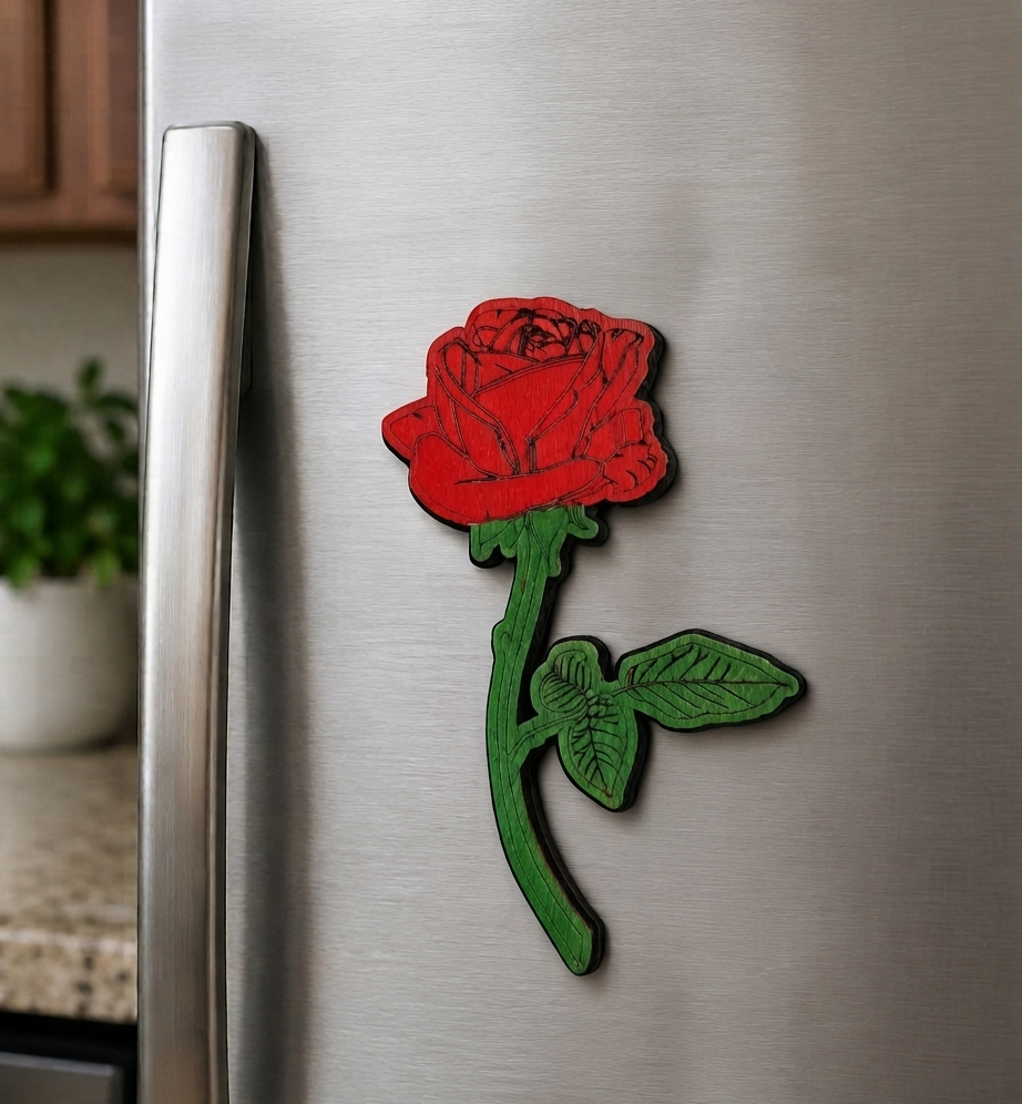 Wood Rose Magnet