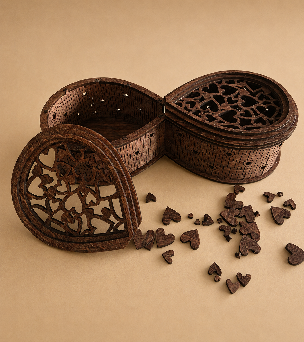 Wood Heart Shaped Infinity Box