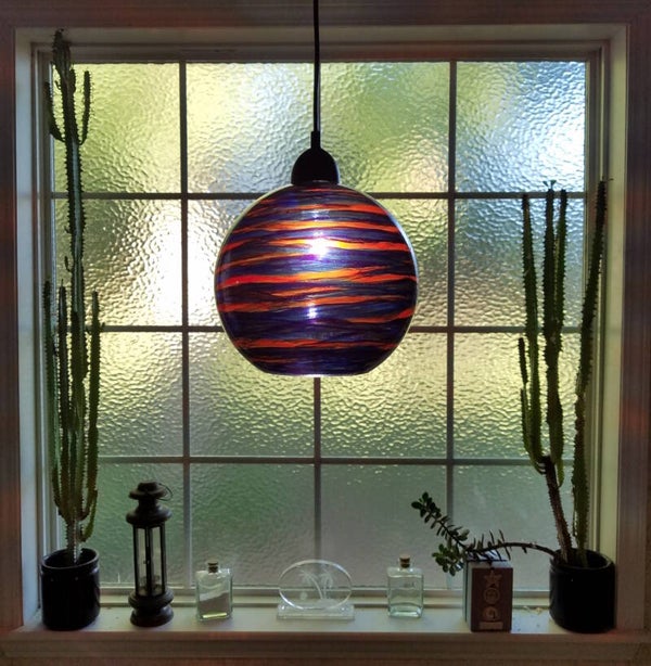 Cobalt & Red Globe Pendant Light
