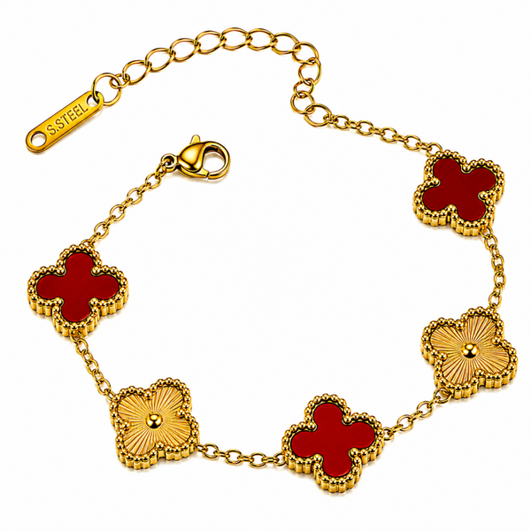 Armband Klaver Rood/Goud