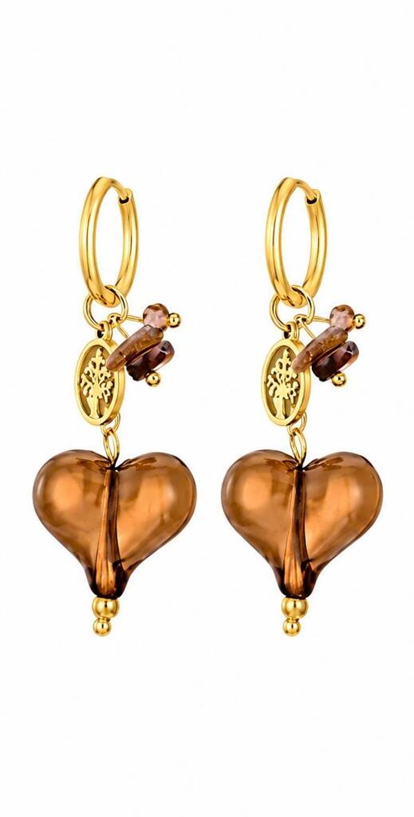 Oorbellen Amber Heart
