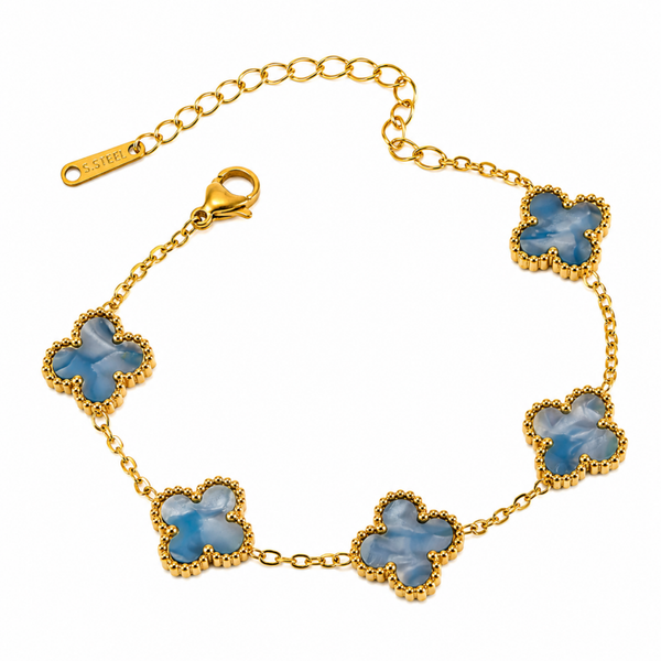 Armband klaver Blauw Shine