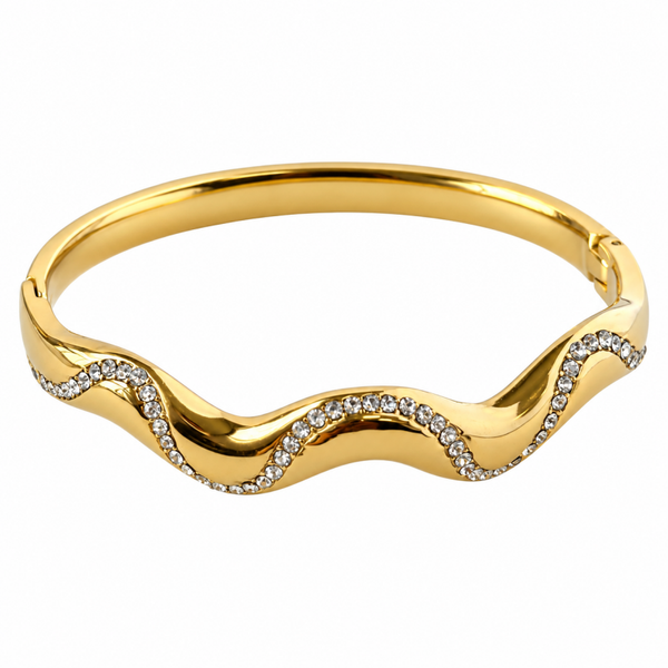 Bangle wavey strass goud