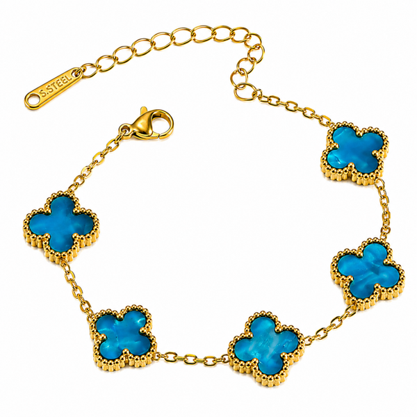 Armband Klaver Zeeblauw Shine