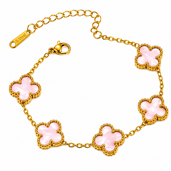 Armband Klaver Roze Shine