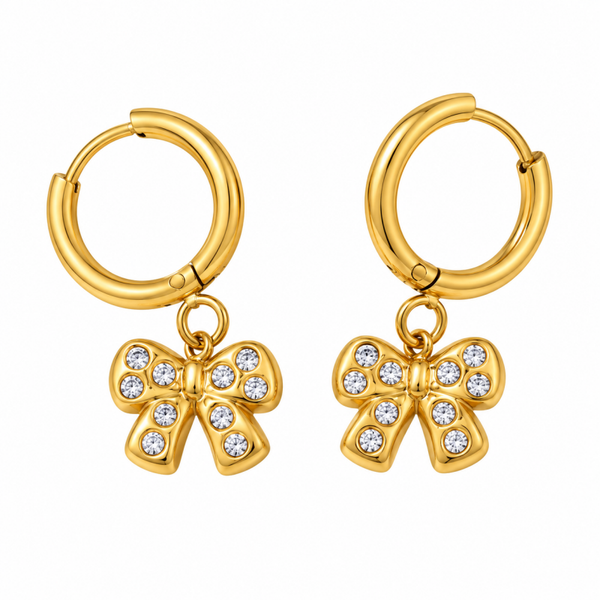 Oorbellen bow diamonds goud