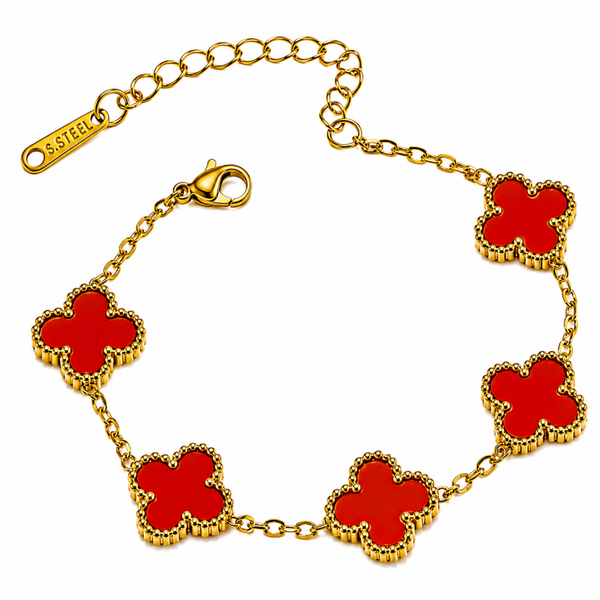 Armband Klaver Rood