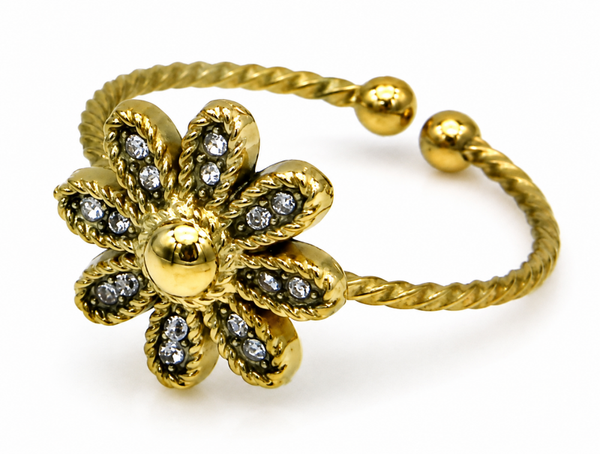 Ring Diamond Flower goud