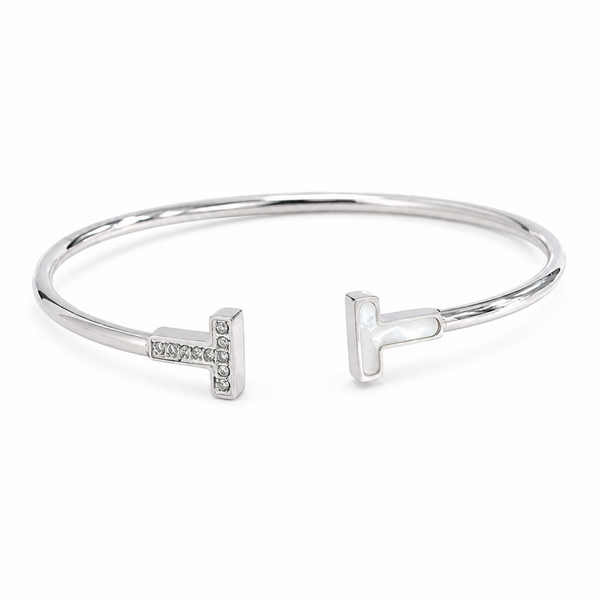 Bangle double T zilver