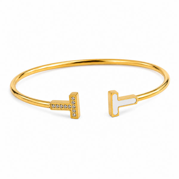 Bangle double T goud