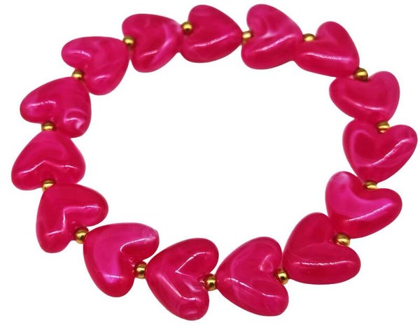 Armband hartjes pink