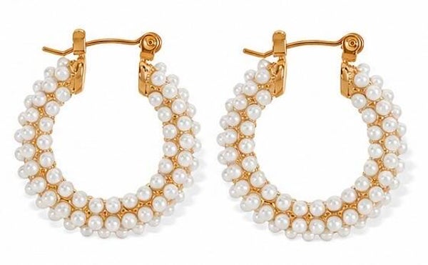 Hoops sparkling pearls goud