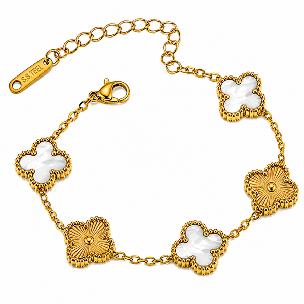 Armband Klaver Wit/Goud