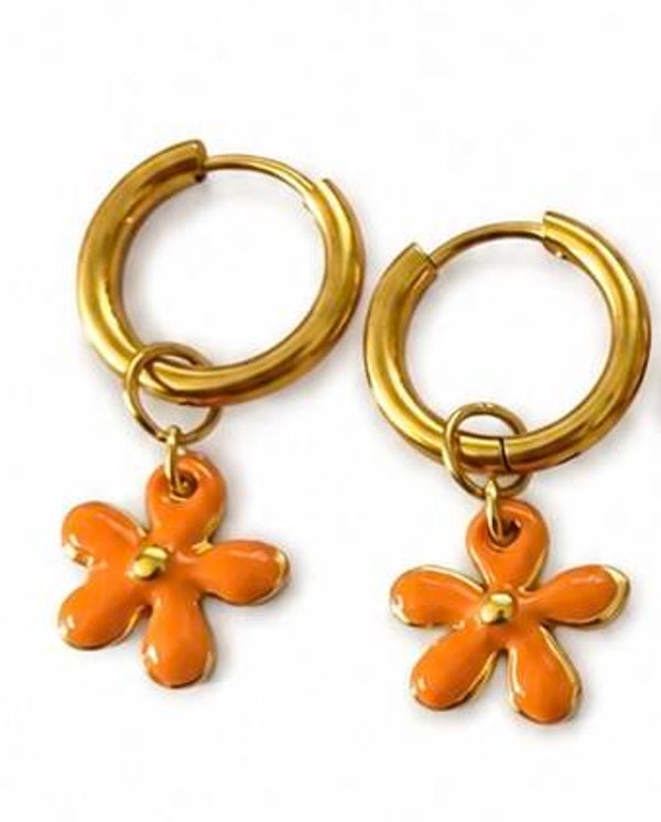 Oorbellen flower orange