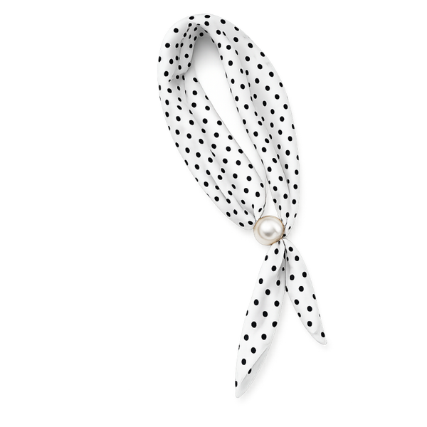 Sjaaltje met magneet sluiting - wit polka dot