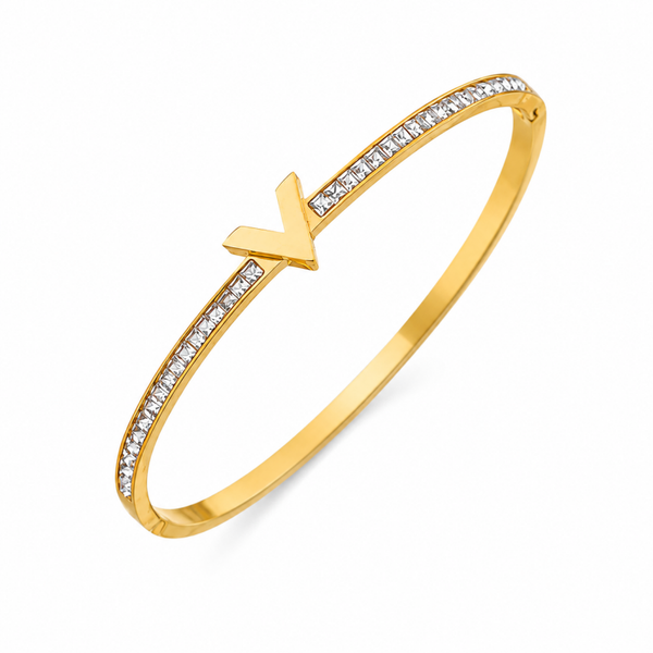 Bangle diamond V goud