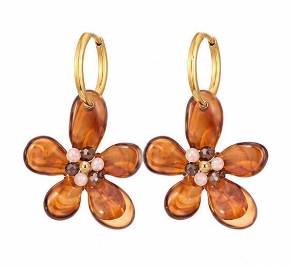 Oorbellen Brown Flower