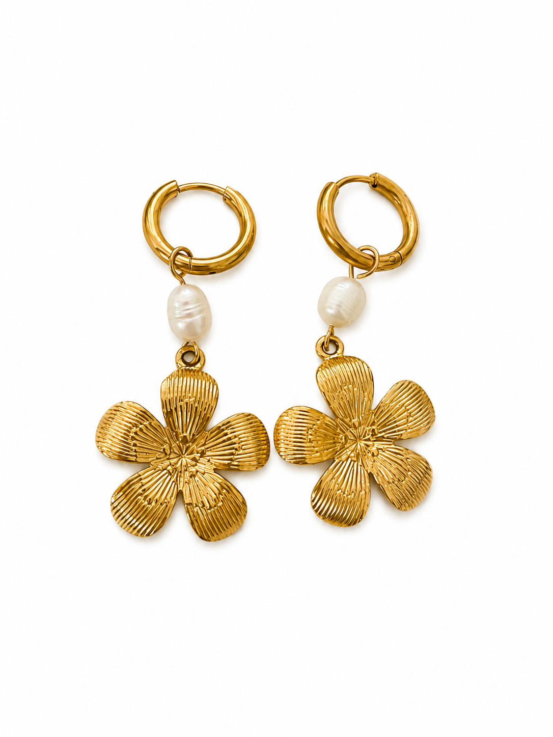 Oorbellen Flower Pearl Gold