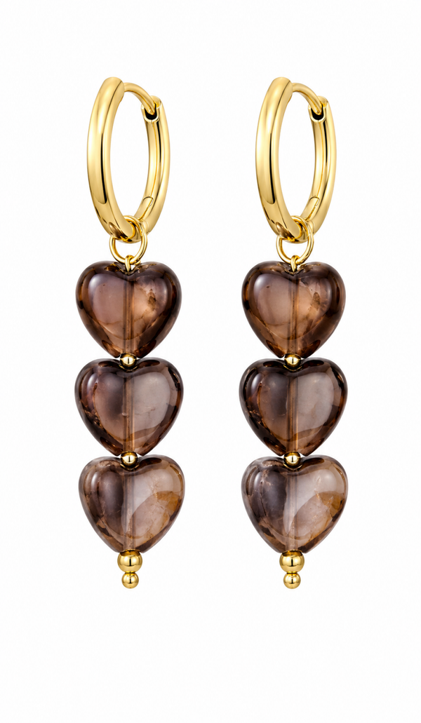 Oorbellen tripple hearts Amora