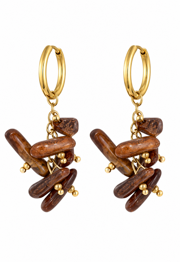Oorbellen Multi Brown Stones