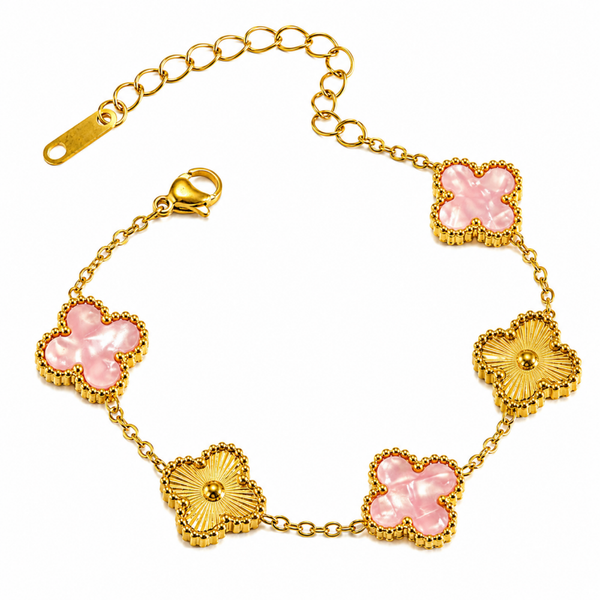 Armband Klaver Roze/Goud