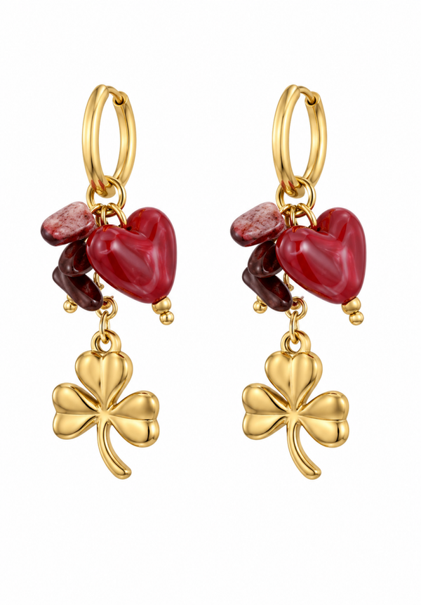Oorbellen Burgundy Clover