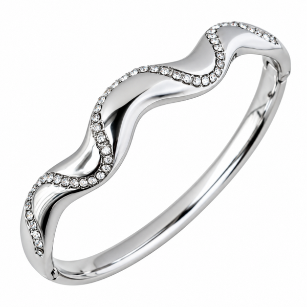 Bangle wavey strass zilver