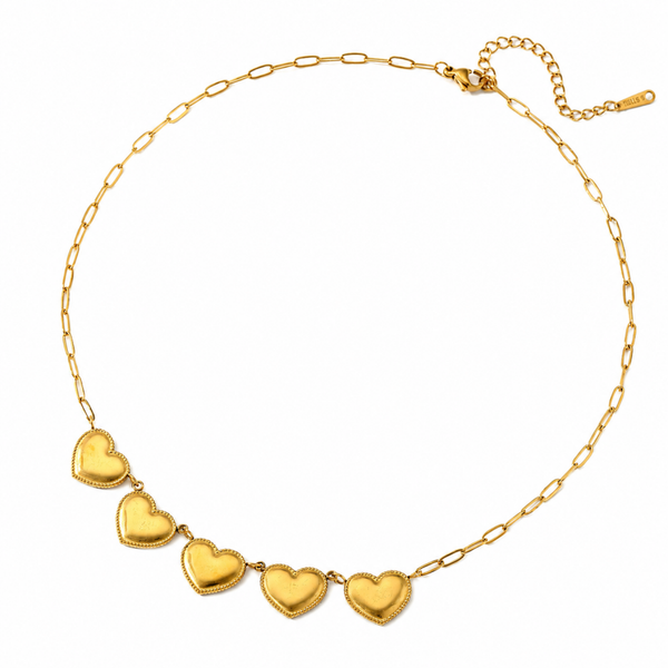 Ketting 5 harten goud