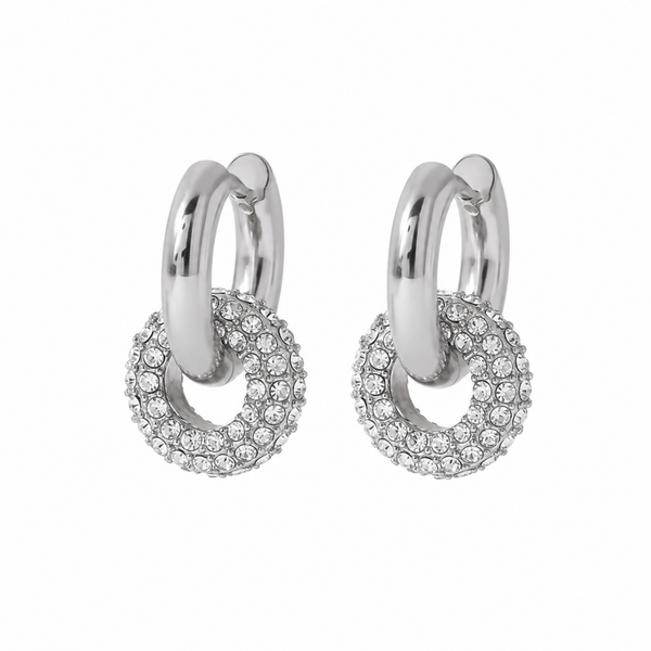 Oorbellen cirkel diamond zilver