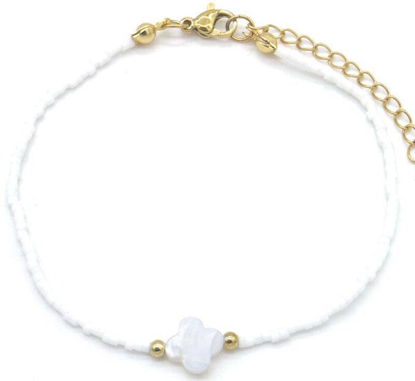 Armband klaver wit