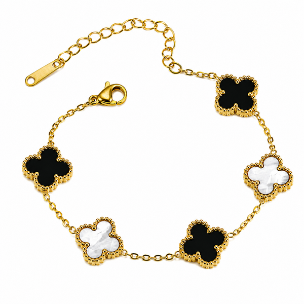 Armband Klaver Zwart/Wit