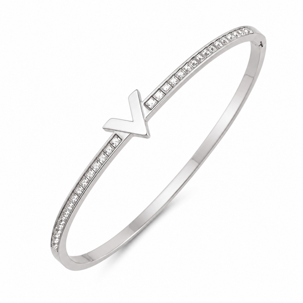 Bangle diamond V zilver