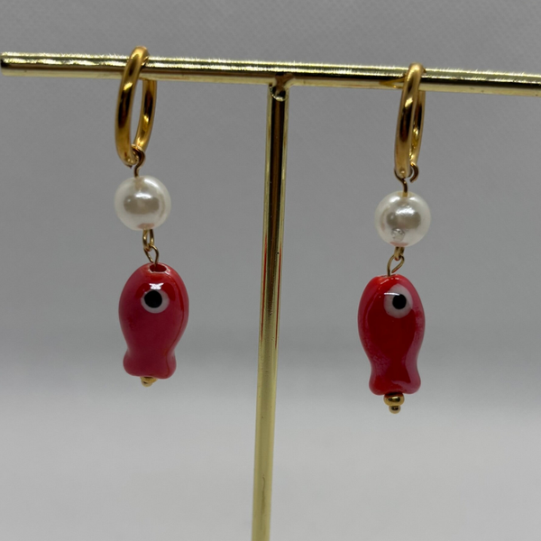 Oorbellen Fish Red