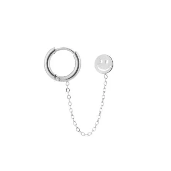Oorbellen ear candy smiley zilver
