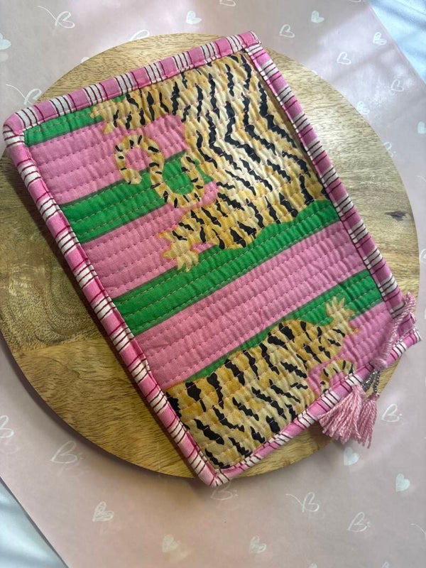 Etui panter green/pink