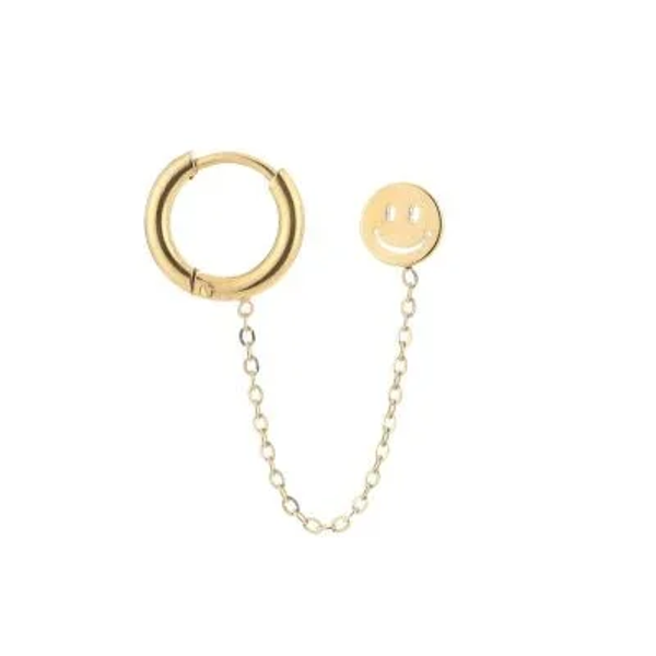 Oorbellen ear candy smiley goud