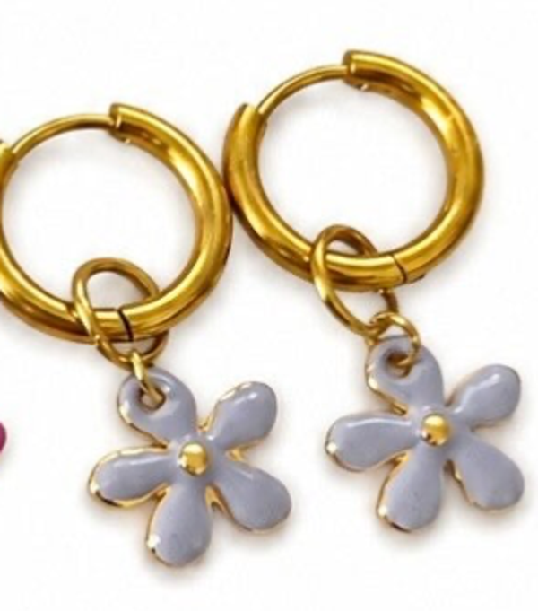 Oorbellen flower purple