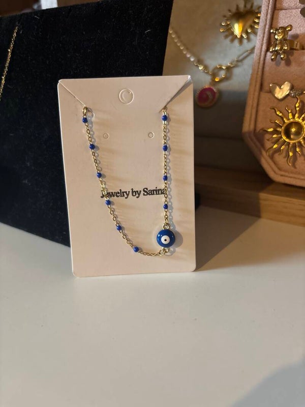 Armband goud blauw