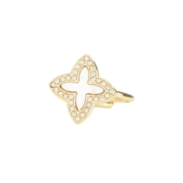 Ring kruis met strass wit