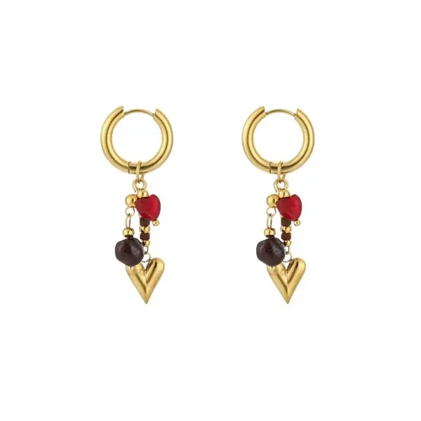 Oorbellen red/black heart