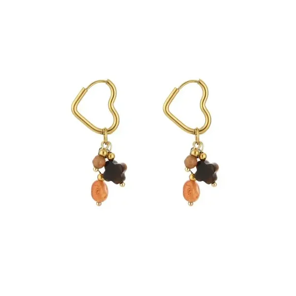 Oorbellen heart orange stones
