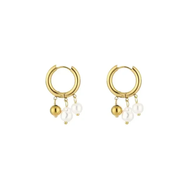 Oorbellen gold pearl