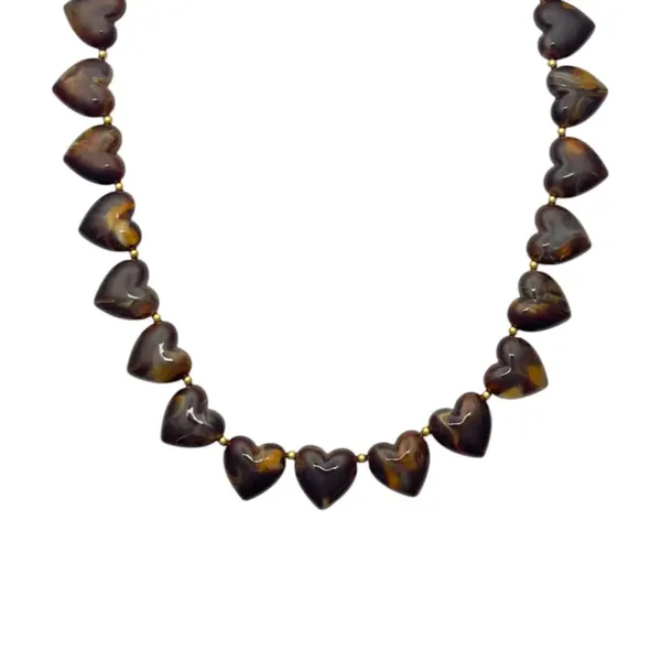 Ketting acryl hart donker bruin
