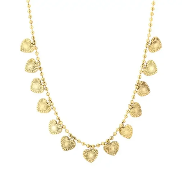 Bedelketting 13 hearts goud